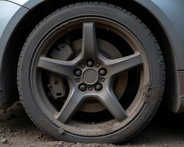 Cerchi in lega coperti di polvere dei freni