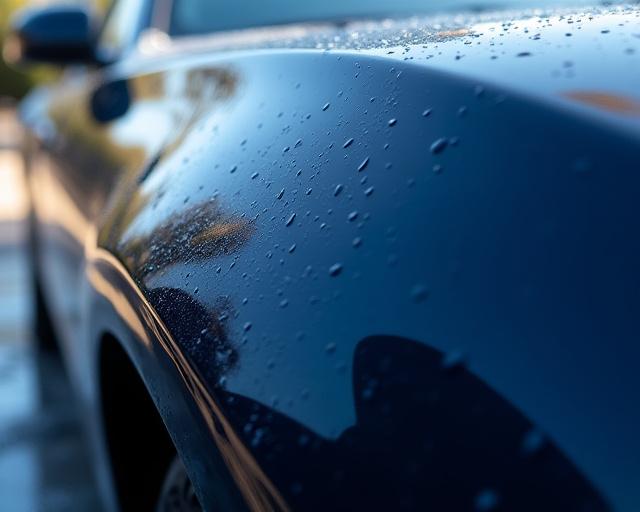 Dettaglio di un'auto lucida dopo il lavaggio esterno